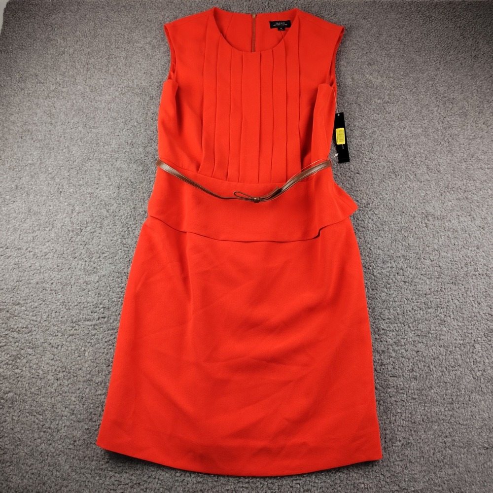 Tahari Arthur S Levine Tomato Red Peplum Sheath Dress Julieann 10 NWT